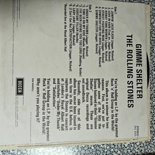 The Rolling Stones, Gimme Shelter Live LP, original press