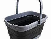 12L Collapsible Rectangular Handy Basket / Bucket (Grey/Black)