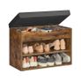 Shoe Storage Bench with Padded Seat 60cm Wooden Entryway Bench with Cushion & Hidden Storage Image 7