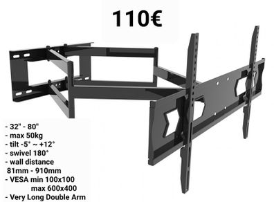TV Wall Bracket Tilt Swivel Long Arm 32-80"