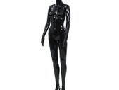 Full Body Female Mannequin with Glass Base Glossy Black 175 cm