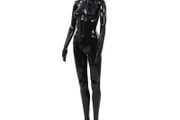 Full Body Female Mannequin with Glass Base Glossy Black 175 cm