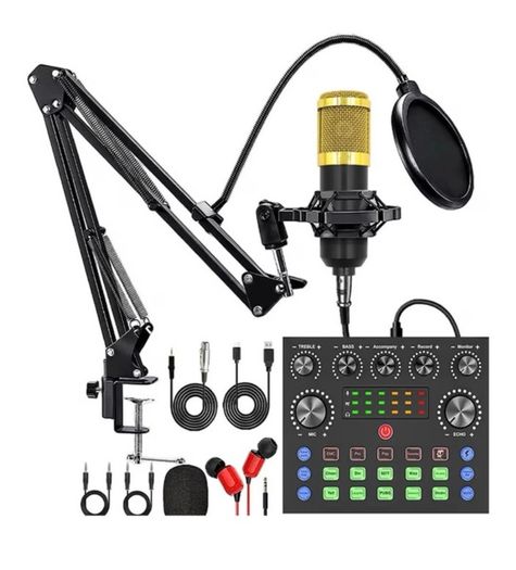 podcast V8S Podcast Studio Kit Microphone Sound Card Streaming Recording Bundle