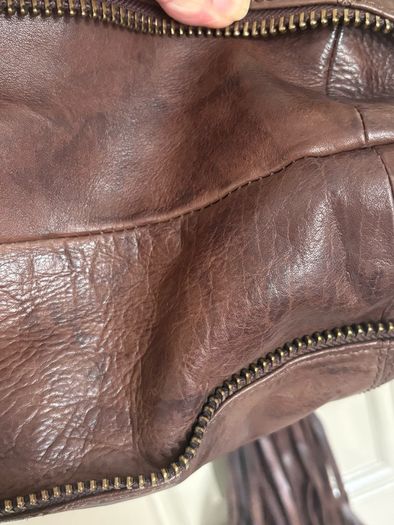 All saints distressed genuine leather Spitalfields multi tassel adjustable bag