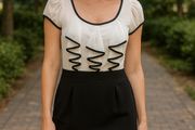 BRAND NEW Ladies Savida Classic Cream &amp; Black Dress: Size 10