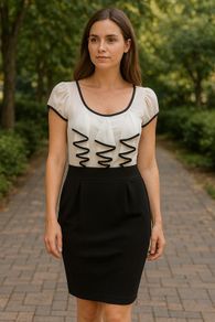BRAND NEW Ladies Savida Classic Cream & Black Dress: Size 10