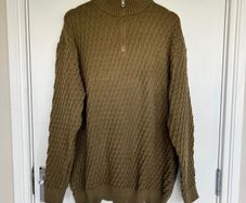 NEW Mens 4XL Olive Khaki Textured Quarter Zip Jumper