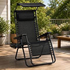 Folding Zero Gravity Sun Lounger, with Sun Canopy