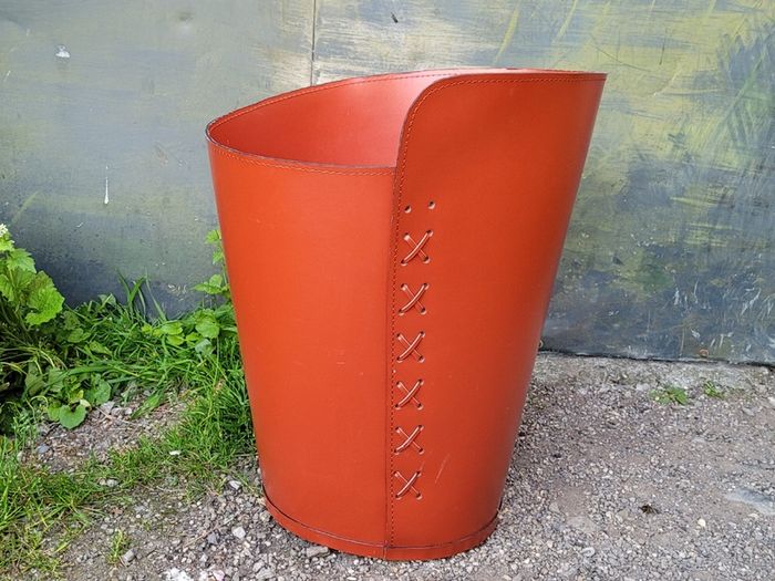 Vintage large leather basket