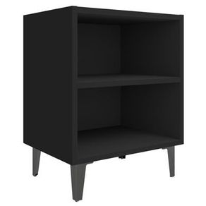 _Bed Cabinet with Metal Legs Black 40x30x50 cm