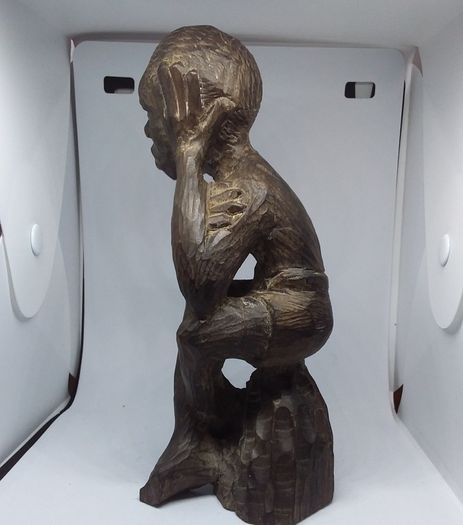 Pair of Vintage Handcarved Wooden African Tribal Figures ( Male )