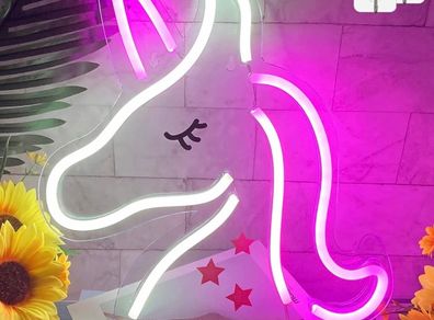 Unicorn Neon Light - 3D Novelty Acrylic Unicorn Light for Wall Decor, USB Powered LED Unicorn Signs with Switch, Unicorn Neon Signs for Bedroom, Kids Room, Party, Christmas, Girls Gift
