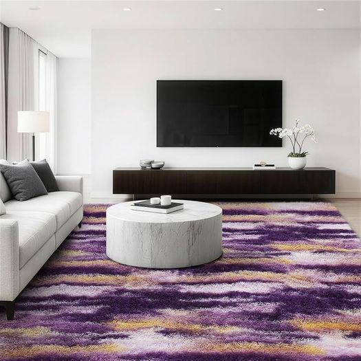 Rugs Living Room 180x270cm Large Rug for Living Room, Machine Washable Non-Slip Carpet, Soft Fluffy Pile Area Rug for Bedroom Kids Room Nursery Home, Tie-Dyed Purple