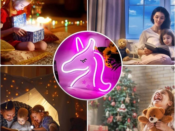 Unicorn Neon Light - 3D Novelty Acrylic Unicorn Light for Wall Decor, USB Powered LED Unicorn Signs with Switch, Unicorn Neon Signs for Bedroom, Kids Room, Party, Christmas, Girls Gift