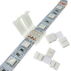 5x 10mm 4 Pin 3528 5050 RGB LED Strip Light Wire PCB Connector Mix shape L T Straight Clips