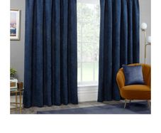 Blackout Herringbone Pencil Pleat Curtains - Navy