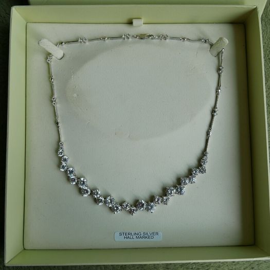 Fields Sterling Silver 925 Cubic Zirconia Necklet l16" 20,93g