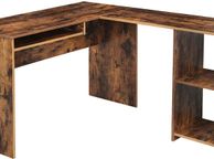 main image for ad _Corner, L-Shaped Computer Table, with 2 Tier Storage Shelf, Keyboard Stand, for Desk, 140 x 120 x 75 cm, Rustic Brown