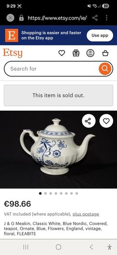 Rare Find:  Vintage J & G Meakin, Florentine, Classic White, Blue Nordic, Covered, teapot, Ornate, Blue, Flowers, England, vintage.