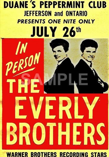 The Everly Brothers Duane's Peppermint Club Jefferson and Ontario Concert Poster