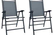 Folding Garden Chairs 2 pcs Texilene Grey