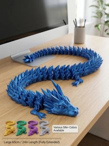 Large Premium Articulated Crystal Dragon (60cm) - Silk Blue Edition
