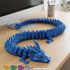 Large Premium Articulated Crystal Dragon (60cm) - Silk Blue Edition