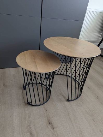 Side table pair solid wood