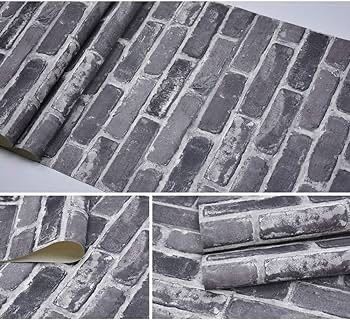 NEW SALE | Peel and Stick Grey Brick Wallpaper, Self-Adhesive Wallpaper, Vinyl Waterproof Vintage Wallpaper