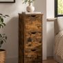 Slim Storage Cabinet Vintage Brown Narrow Floor Cabinet with Door and Shelf Image 4