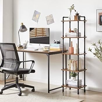 NEW SALE | Ladder Shelf,5-Tier Storage Shelves,Small Bookshelf,Shelving Unit with Metal Frame,Vintage Industrial Plant Display Stand,Bookcase for Living Room, Home Office