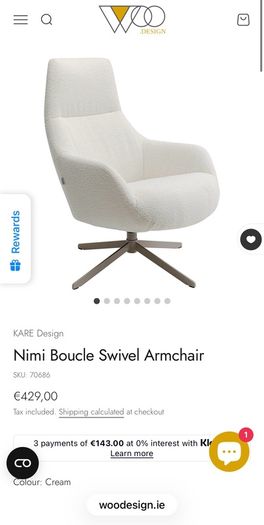 Kare Design - Nimi Boucle Swivel Armchair