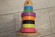 IKEA Rainbow Colored Wooden Stacking Lighthouse Wood Development Toy 8.5" tall
