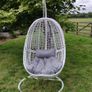 Hanging Egg Chair Rattan Style Cushion & Metal Image 3