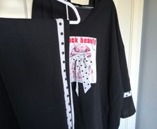 Shine Black Matching Set 4XL Fits like UK 24,26 oversized Long Tunic  Trousers
