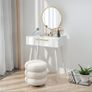 Elegant Dressing Table, with Round Mirror, 60 x 40 x 123 cm - White Image 4