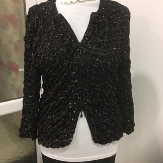 Black Sequin Designer Joseph Ribkoff Jacket 10/12