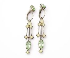 Vintage 925 Sterling Silver Glass Paste Earrings
