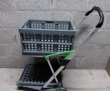 Clad folding trolley with basket
