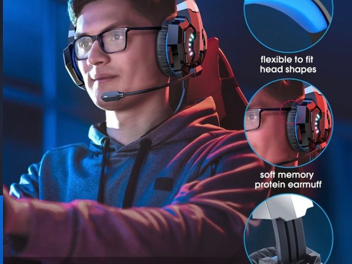 INSMART PS5 PS4 Headset, PC Gaming Headset Over-Ear Gaming Headphones with Mic RGB Light Noise Cancelling & Volume Control for Laptop Mac New Xbox One PS4 PS5 (FREE SHIPPING)