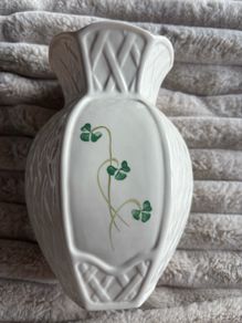 Belleek Ireland Shamrock Trellis Vase 8" (Parian China)