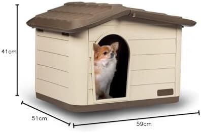 Outdoor Cat, Dog and Rabbit House, Pet Kennel and Shelter - Brown