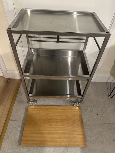 IKEA KUNGSFORS Stainless Steel Kitchen Trolley with Wooden Top