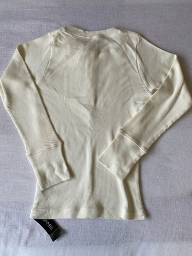 Brand new Girl's Cream Ribbon Top | Diamond buttons | Size 6yrs