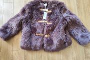 Brand New Fur Faux coat jacket burgundy purple M&amp;S Sienna Miller Size 16