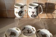 Royal Tara "Book of Kells Design 2 Mugs &amp;; 3 Shell shaped Dishes