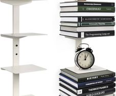 NEW SALE | Invisible Floating Bookshelf for Wall Mounted, 4 Tier Vertical Spine Book Tower, 2 Pack White