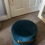 Teal Velvet Ottoman Stool Image 3