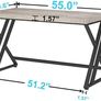 Grey Desk Industrial Wood Home Office Computer for Bedroom Farmhouse Metal Wooden Study Work PC Gaming Writing Table Modern Simple Executive with Storage 55 Inch Light Gray Image 2