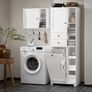Bathroom Cabinet Tall white with fold out laundry collector bag Image 2